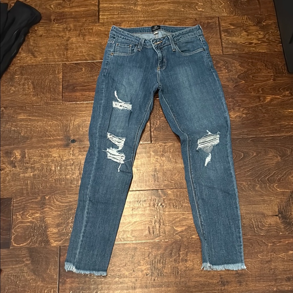 Just Black Blue Skinny Jeans Distressed Casual